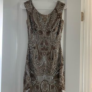 Embroidered Dress Tan